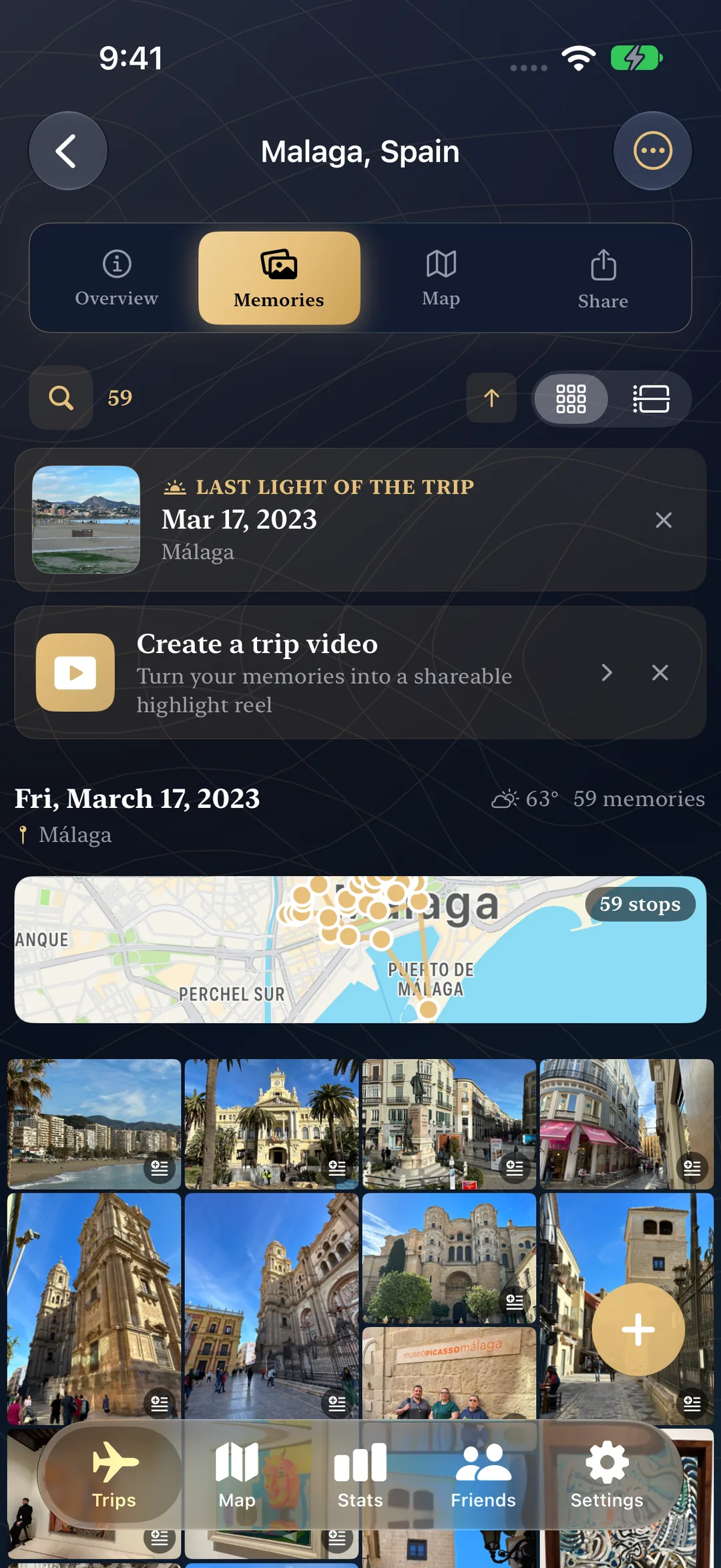 Day-by-day memories for a trip to Málaga, photos auto-organized