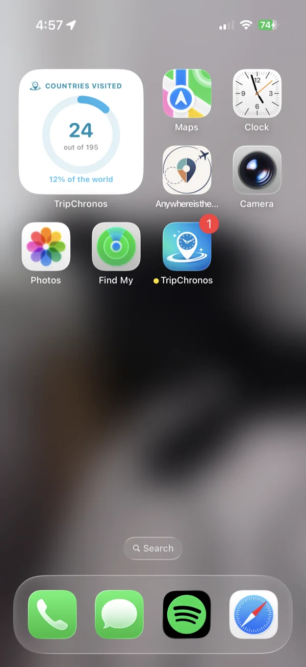 Country Progress small widget shown on iPhone home screen