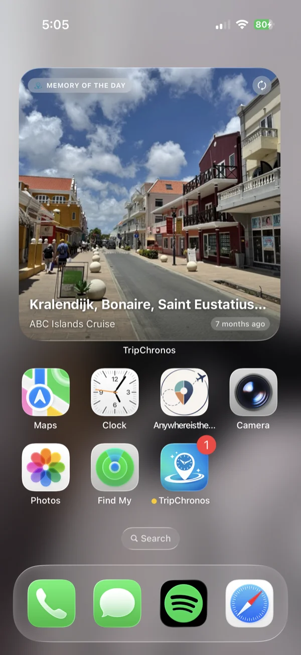 Memory of the Day large widget shown on iPhone home screen