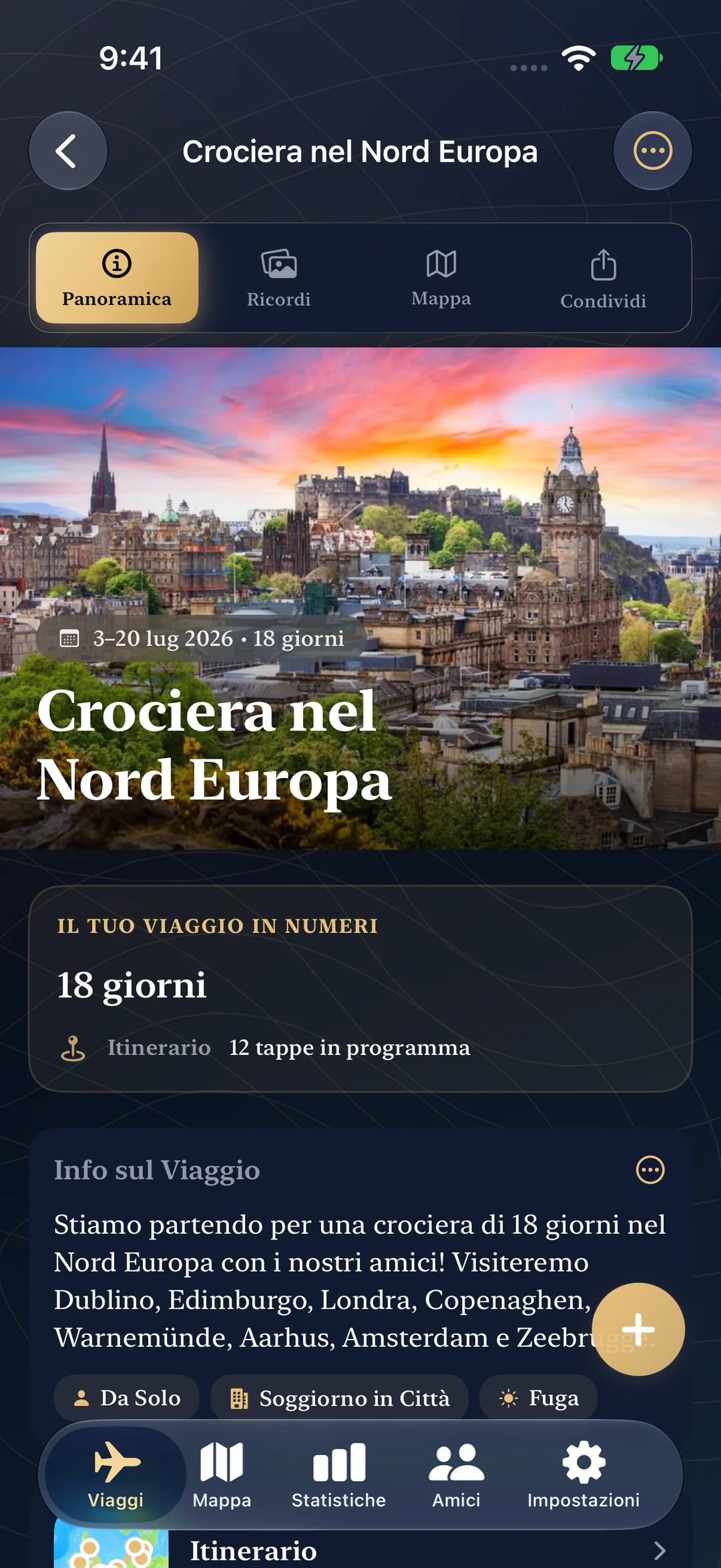 Una crociera nel Nord Europa in programma, con le date, 18 giorni e 12 tappe pianificate