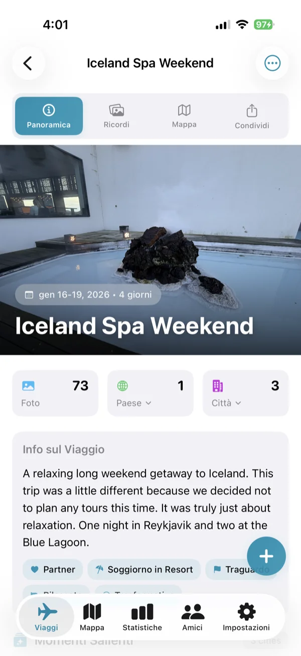 Schermata Dettagli viaggio