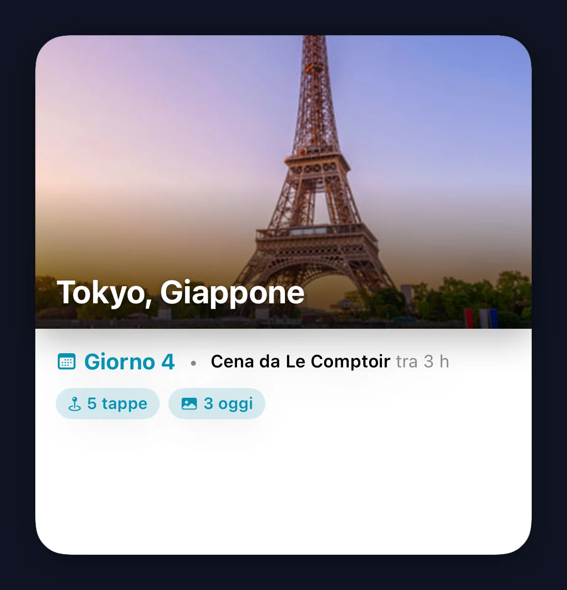 Widget di viaggio di grandi dimensioni con mappa incorporata