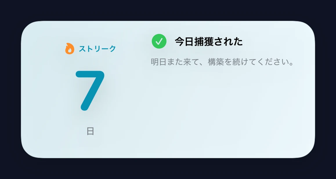 キャプチャ ストリーク中ウィジェット