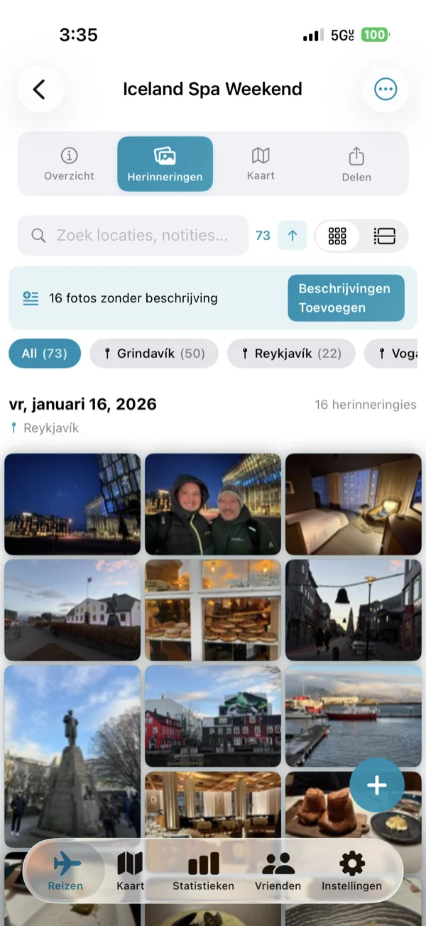 Herinneringen scherm