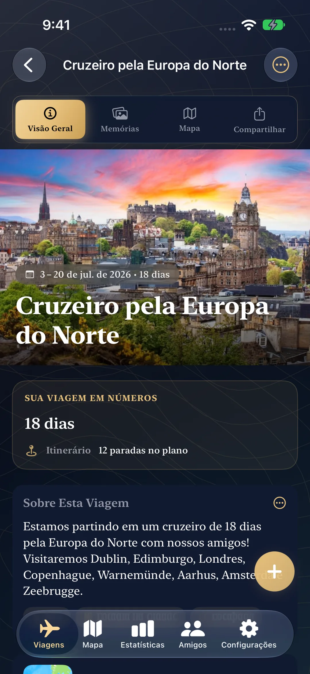 Um próximo Cruzeiro pelo Norte da Europa, com as datas, 18 dias e 12 paradas planejadas