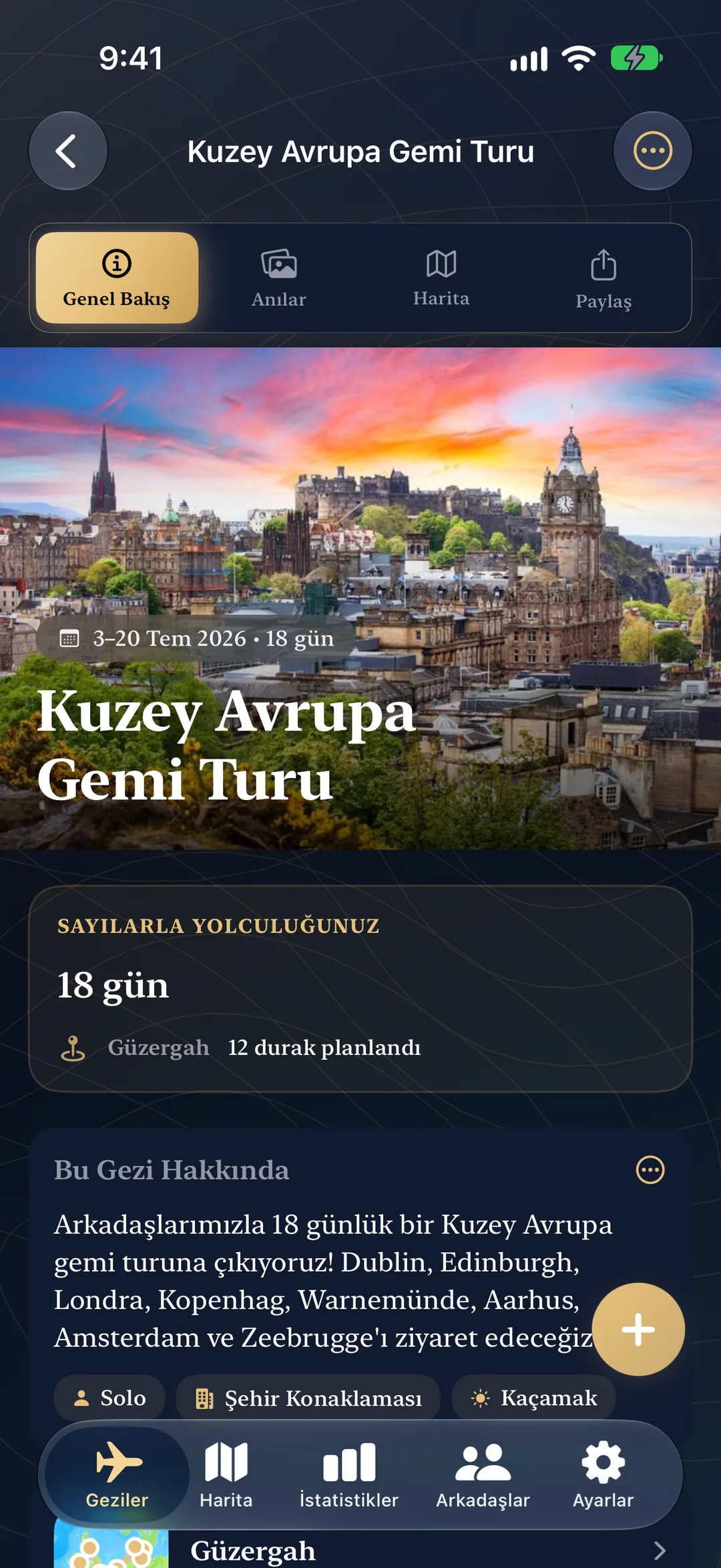 Tarihleri, 18 günü ve planlanmış 12 durağıyla yaklaşan bir Kuzey Avrupa Gemi Gezisi