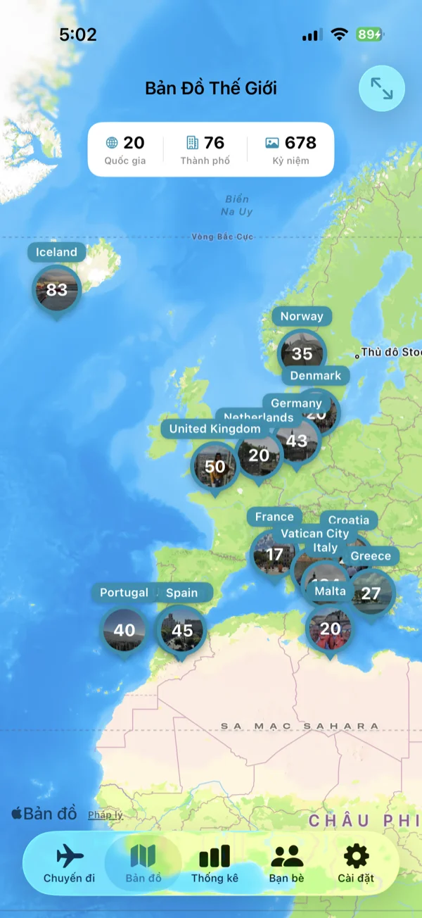 Màn hình Bản đồ thế giới